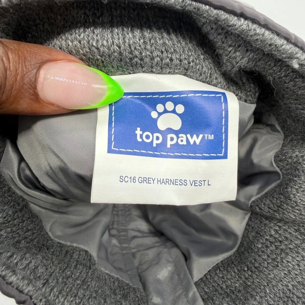 Top Paw SC16 Grey Harness Vest Large Dog Coat Puffer Sweater
